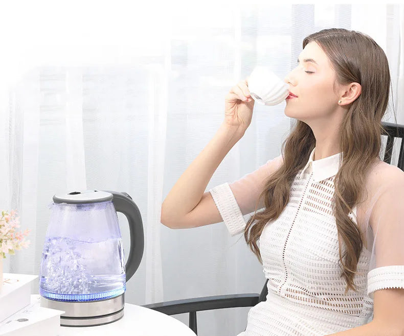 Diamri Cordless Glass Kettle 2L With LED Indicator Whisper Quiet Boil Borosilicate Glass Water Kettle-A