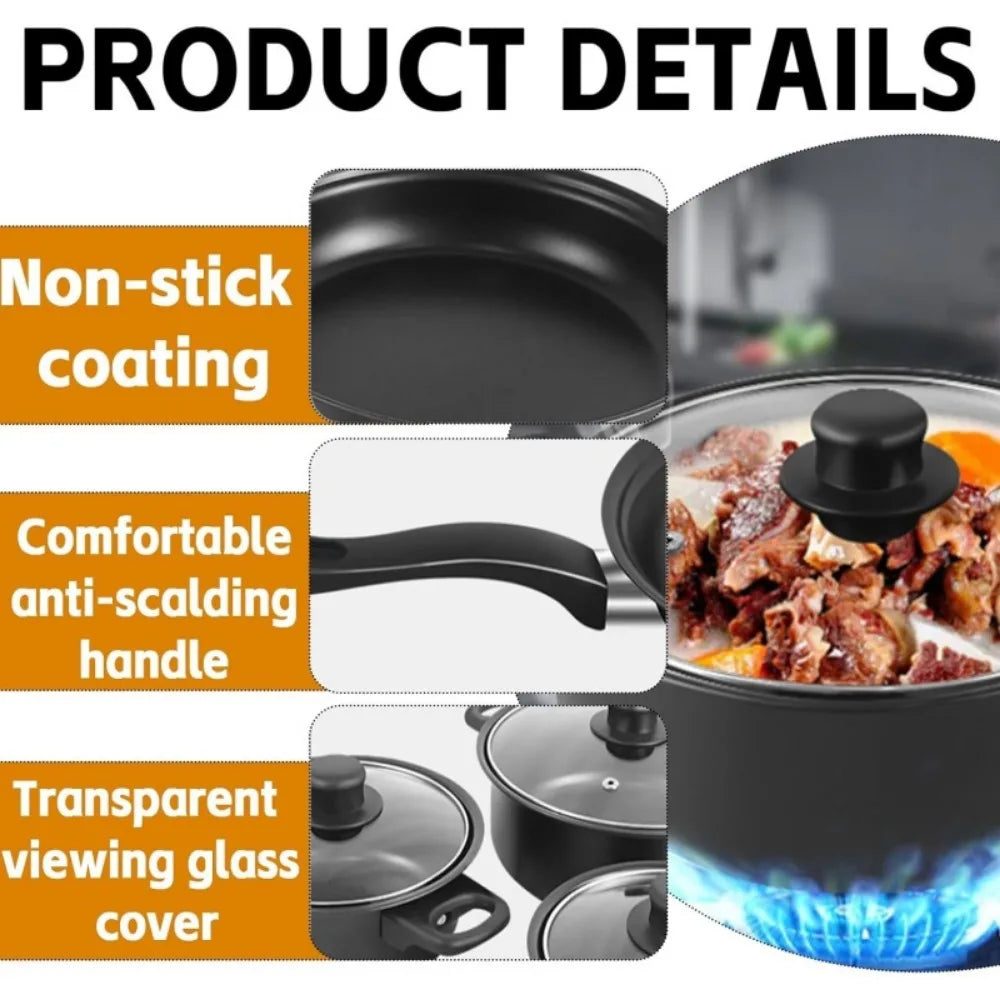 Cobasport 13 Piece Nonstick Cookware Set For Induction Cooker With Iron Core Medical Stone Coating For Even Heat-A