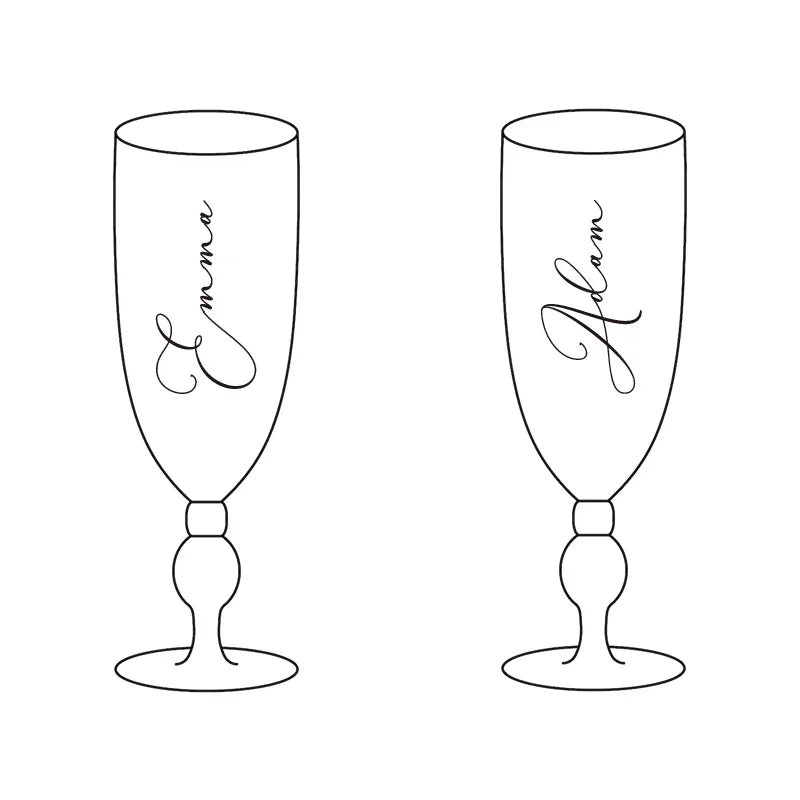 Personalized Wedding Champagne Flutes Set Of 2 With Custom Laser Engraving Gift For Bride And Groom-A