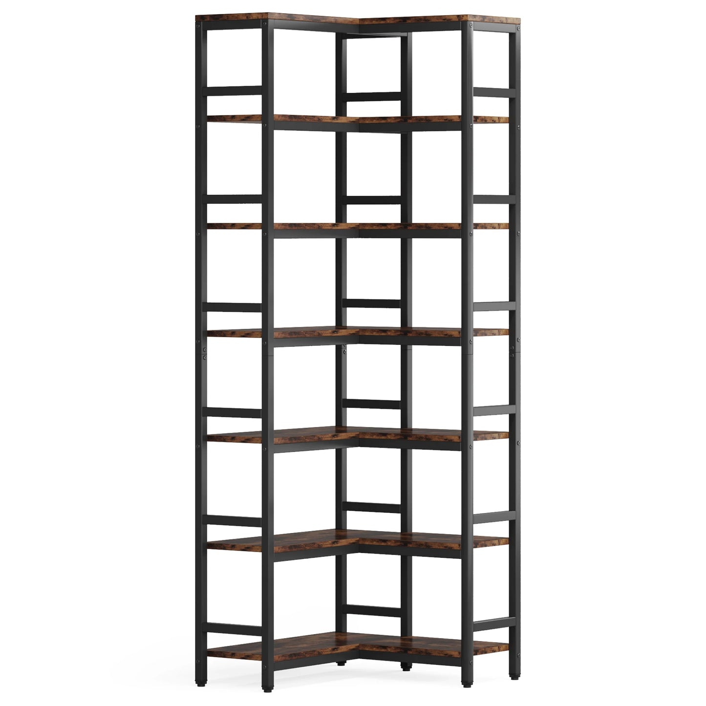 Tribesigns 7 Tier Corner Bookshelf Modern Metal Frame Display Rack For Living Room And Home Office Organization-A