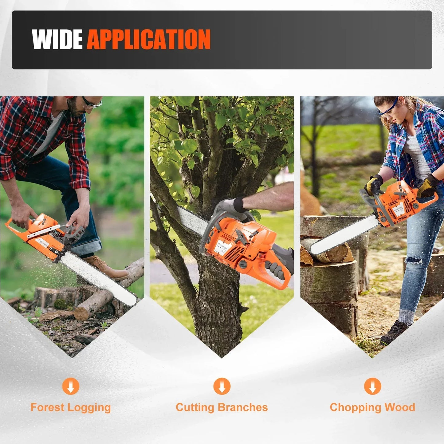 Cheuraivee Gas Powered Chainsaw With Two Stroke Engine Handheld Wood Cutting Tool-A