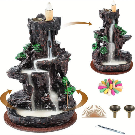 Double Sided Backflow Incense Holder Waterfall Burner With 120 Cones