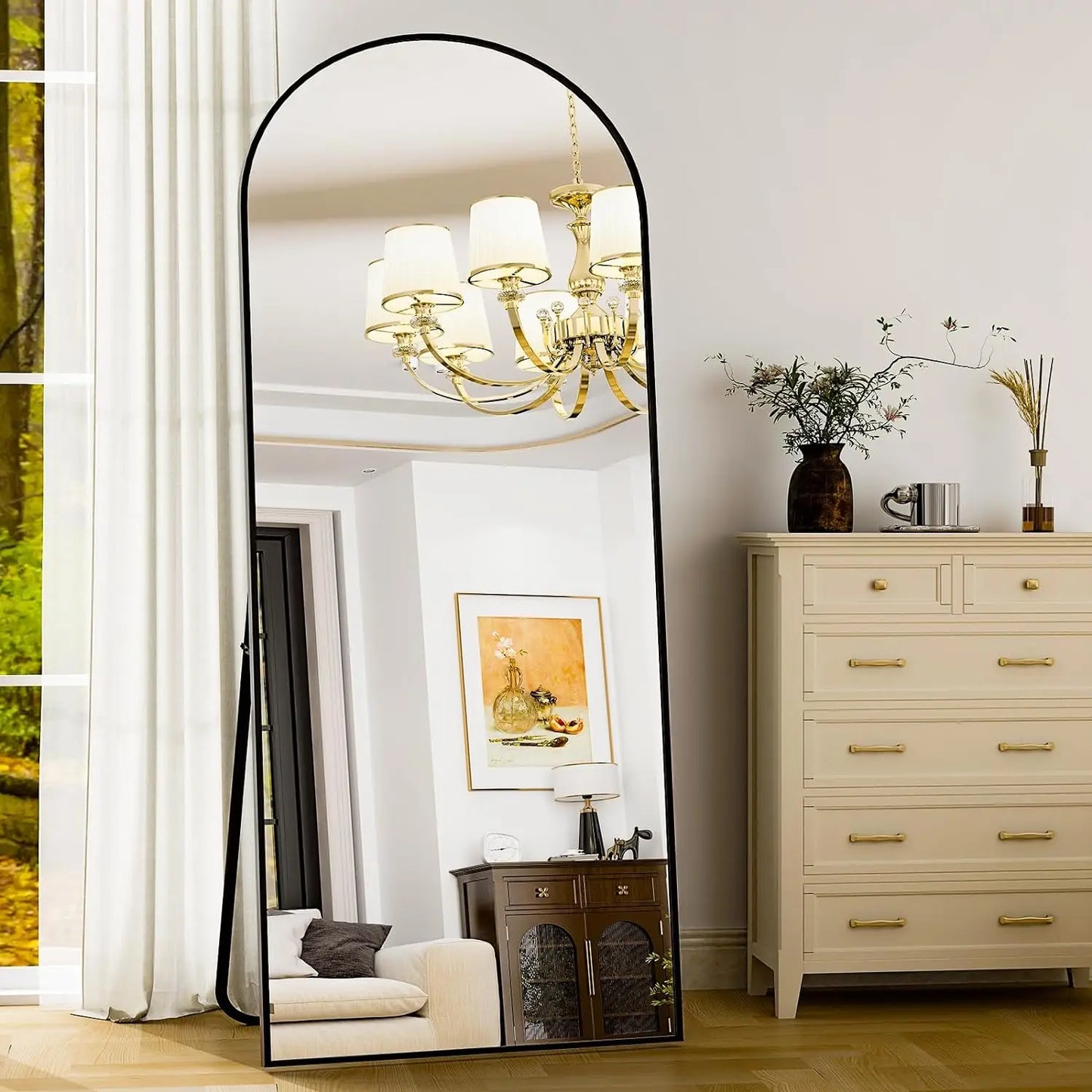 Harritpure Full Length Mirror With Aluminum Frame And Arched Top For Modern Home Decor 71 Inch By 26 Inch-A