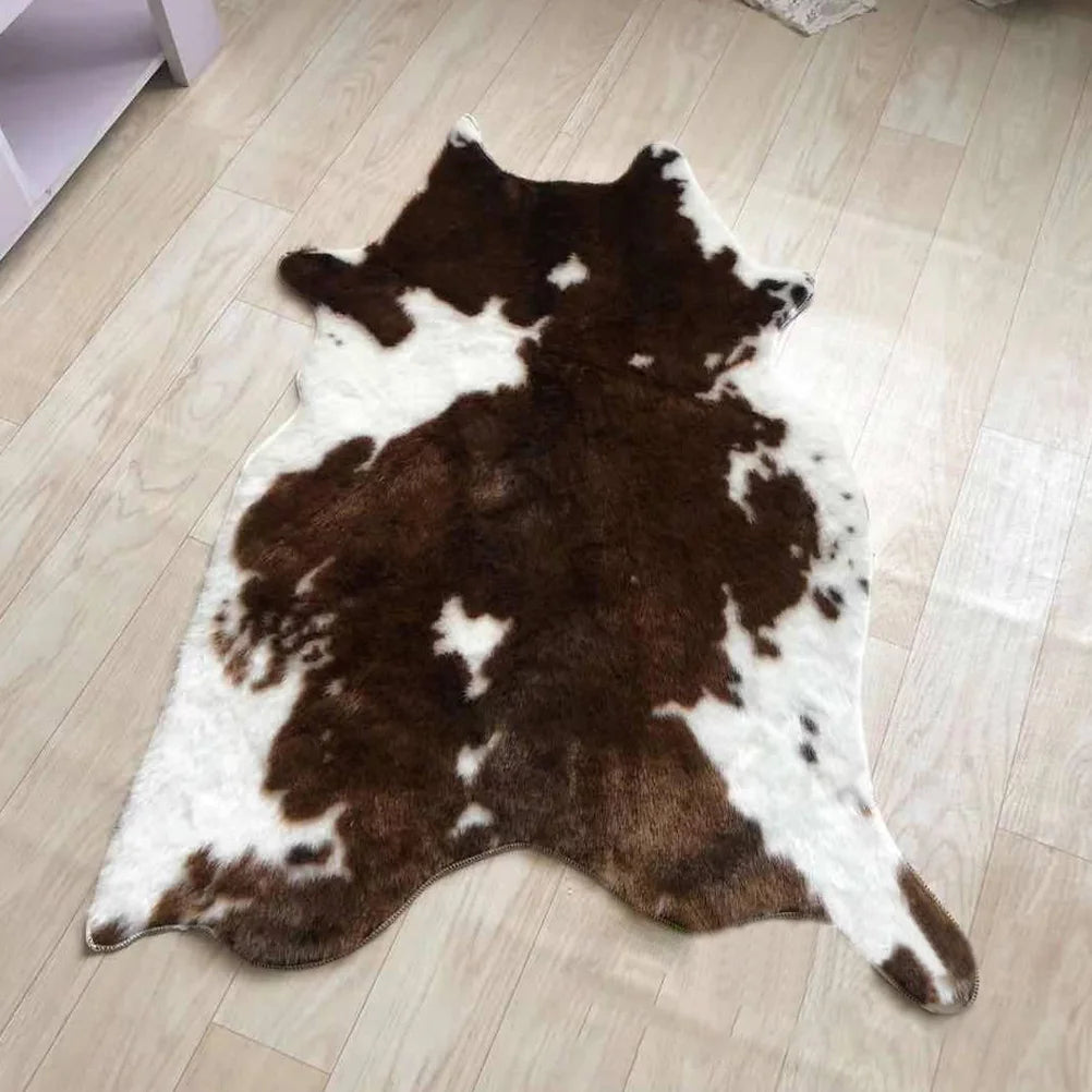 Brown Cow Pattern Area Rug For Living Room Soft Durable Carpet Adds Cozy Comfort-A