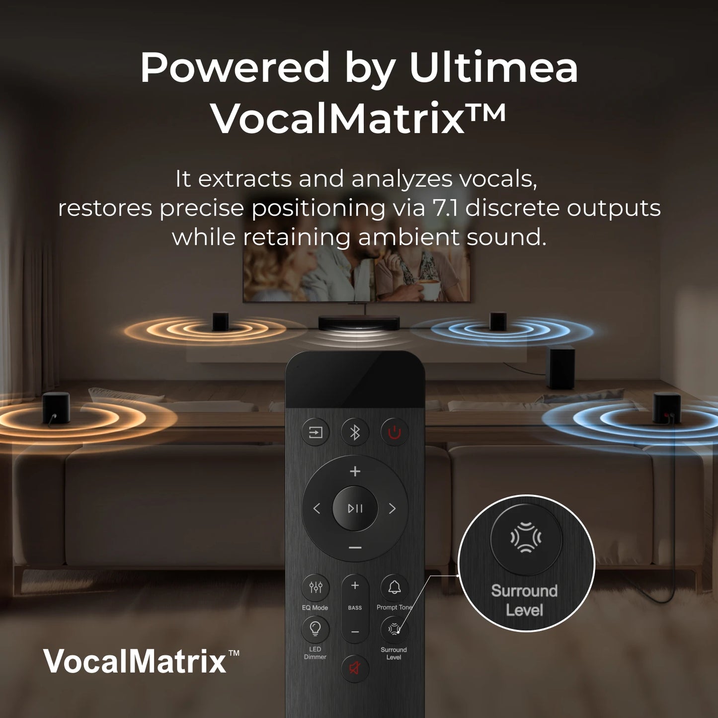 Ultimea 350W 7.1ch Virtual Surround Soundbar With Subwoofer And Smart App Control-A