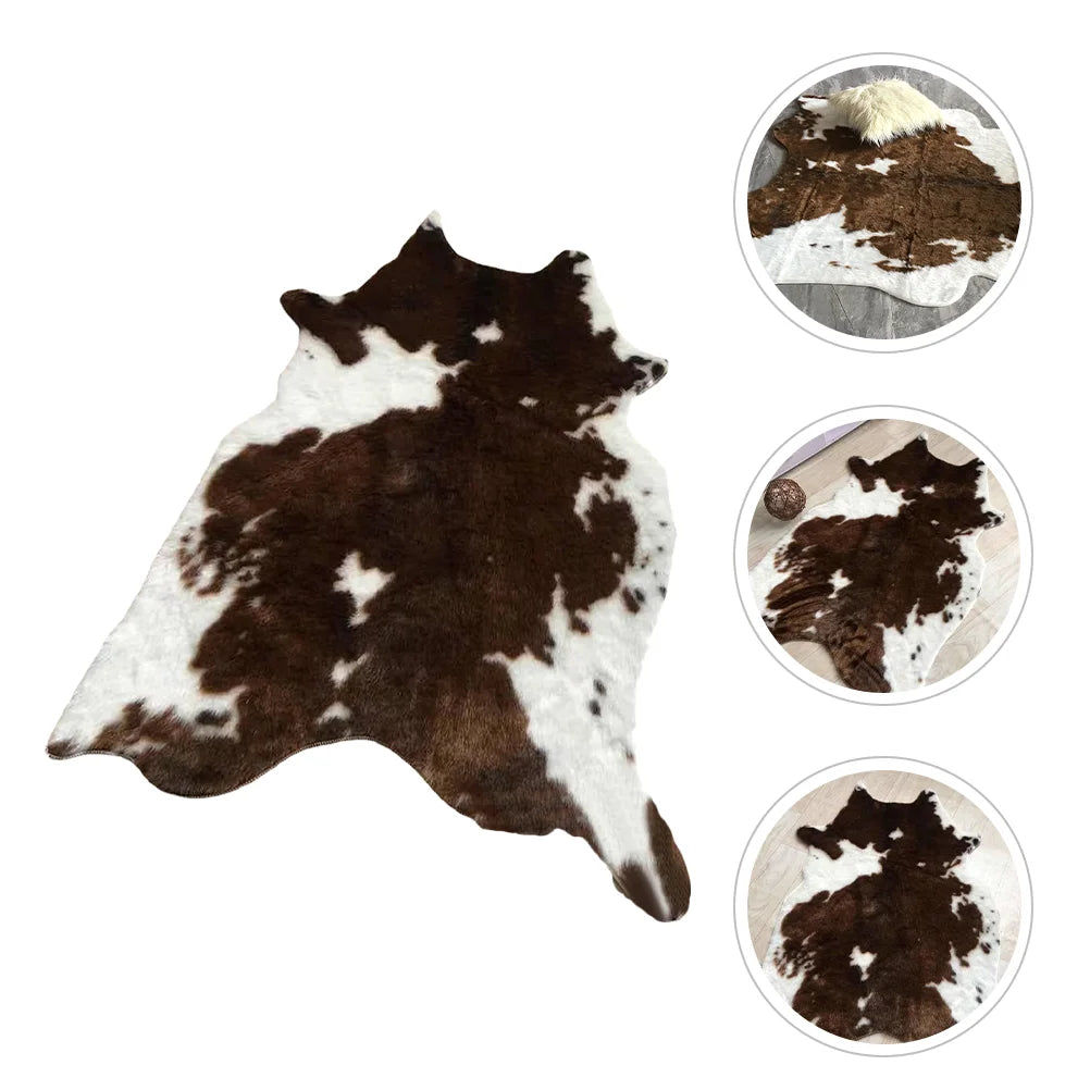 Brown Cow Pattern Area Rug For Living Room Soft Durable Carpet Adds Cozy Comfort-A