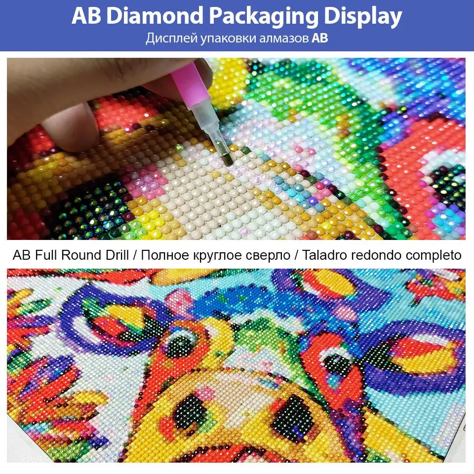 Potdemiel Resin AB Fairy Dust 5D Diamond Painting Kit A Light Up Full Drill Canvas With Color Shifting Sparkle-A