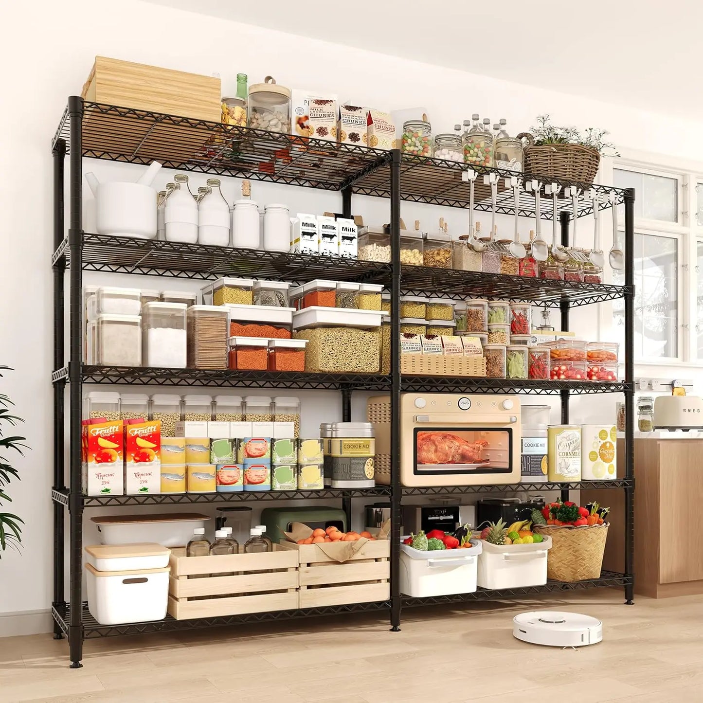 Twister CK Heavy Duty Metal Shelving Unit Five Tier Storage Adjustable L Shaped Layout For Garage And Workshop-A