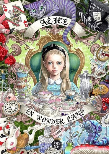 Potdemiel Cheshire Cat 5D Diamond Painting Kit Alice In Wonderland Full Drill Canvas Crystal Clear Detail-A