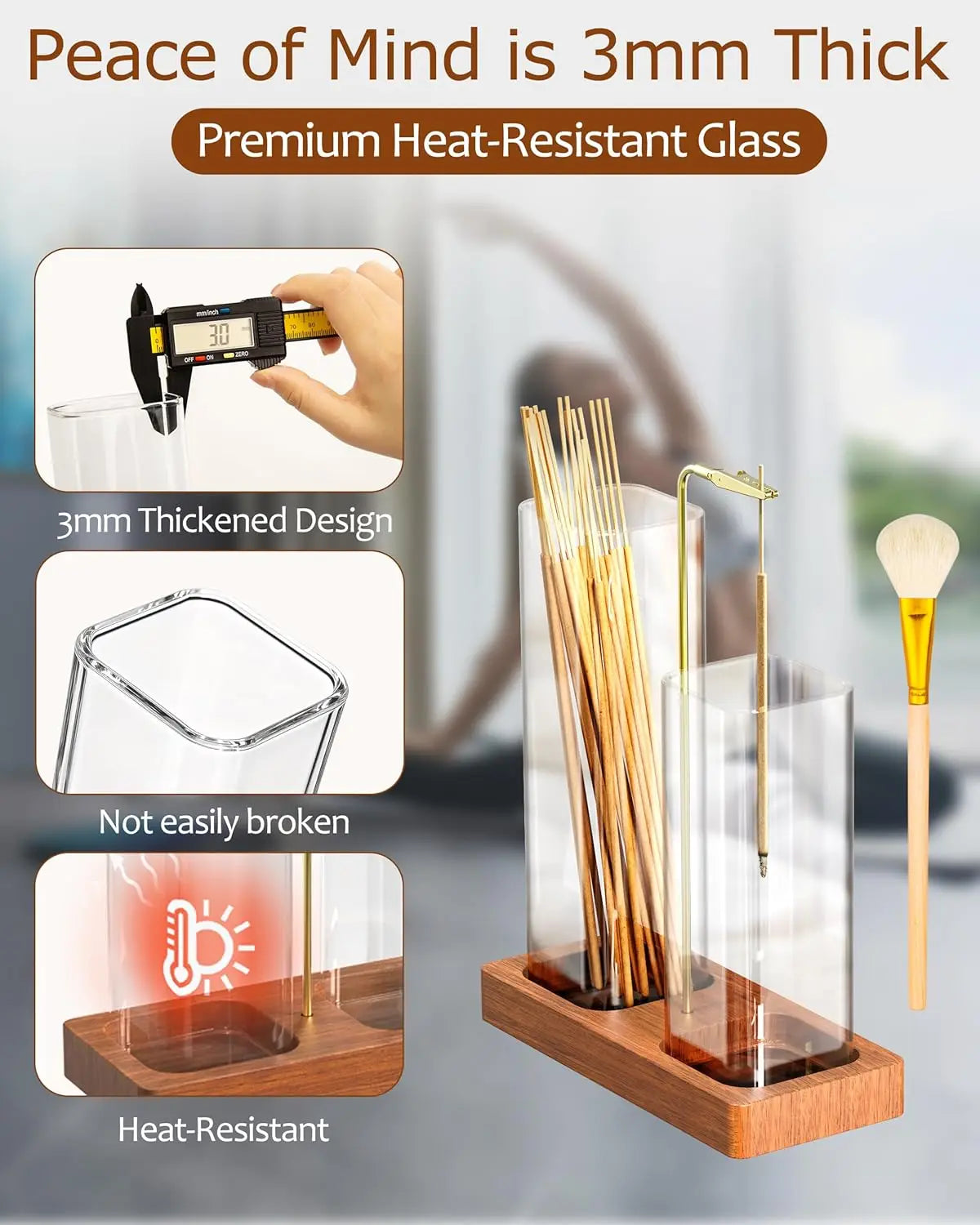 2 In 1 Incense Holder With Ash Catcher And Storage Jar Including 20 Incense Sticks And Cleaning Brush-A