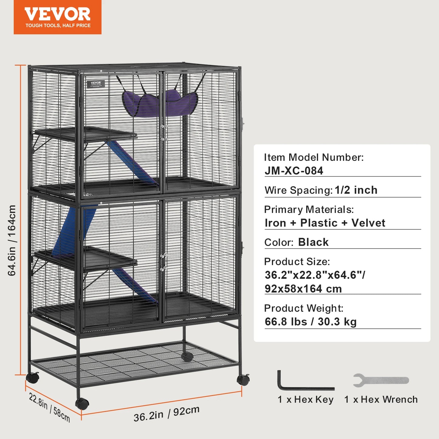 SucceBuy Rolling Four Tier Critter Nation Cage For Small Animals Ferret Hamster With Ramps And Hammock-A