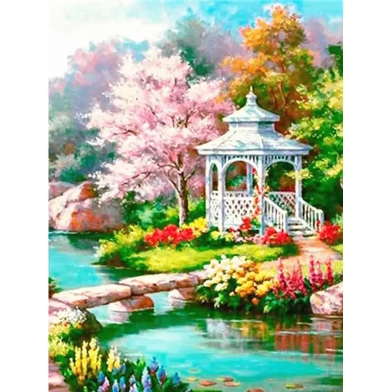 Fairy Dust Resin 5D Diamond Painting Kit Town Full Square Drill Velvet Canvas With Dense Coverage-A
