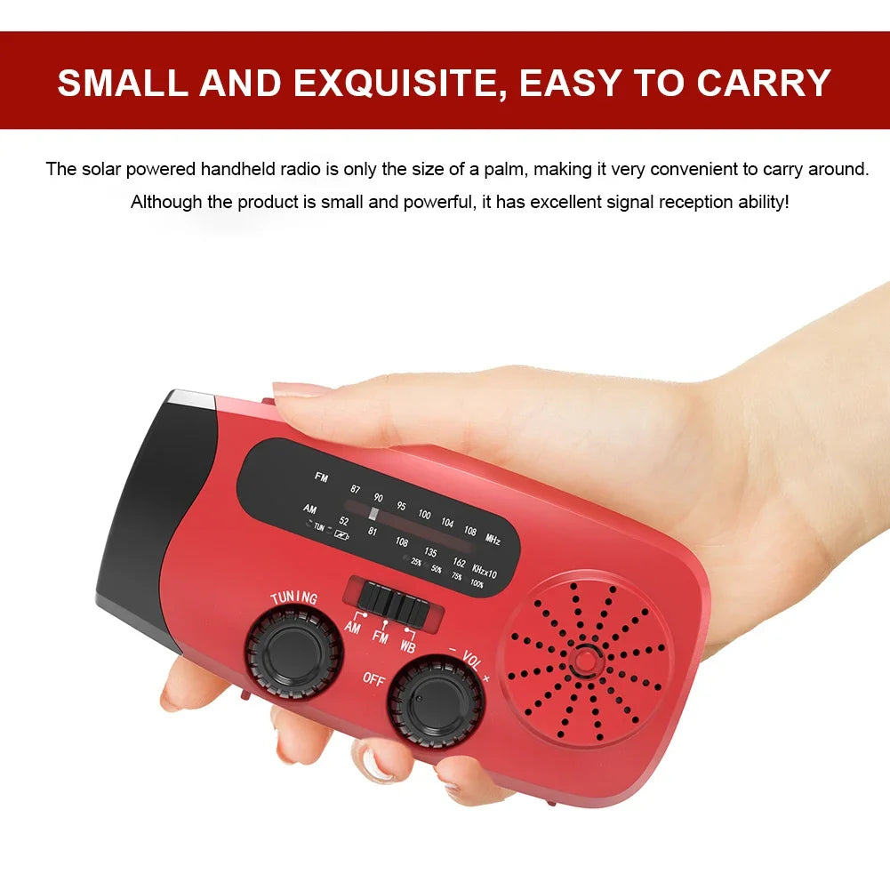 ANENG Portable Emergency Crank Radio With Solar Power And Flashlight