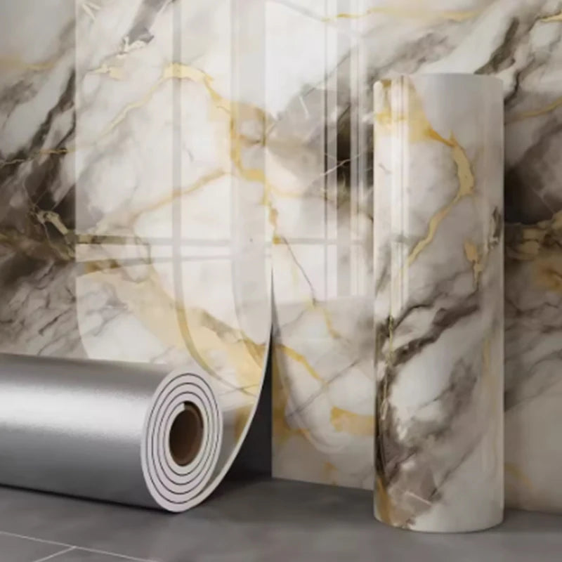 Marble Foam Tile Self Adhesive Wallpaper For Walls And Bathrooms Peel And Stick PVC Vinyl Moisture Resistant-A