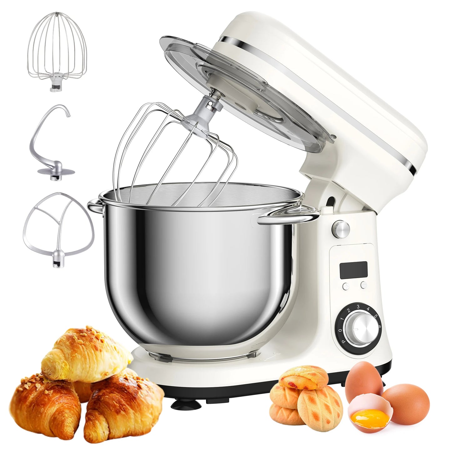 Biolomix Professional 6L Stand Mixer 1200W Copper DC Motor With 6 Speeds And Pulse-A