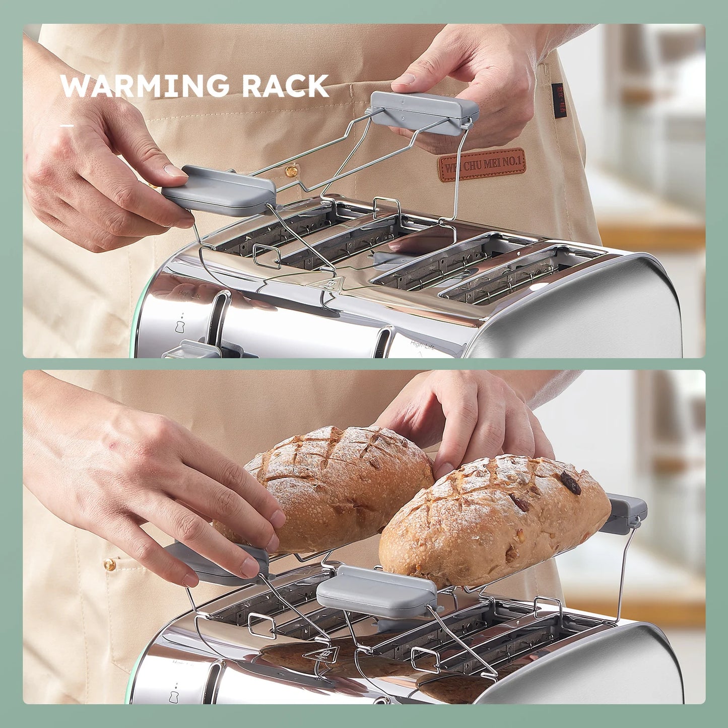 4 Slice Stainless Steel Toaster With Extra Wide Slots 1800W Dual Independent Browning Control-A