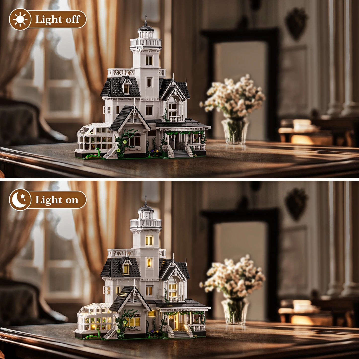 Magic House Building Set Owens House LED Light Victorian Mansion For Home Decor Accent-A