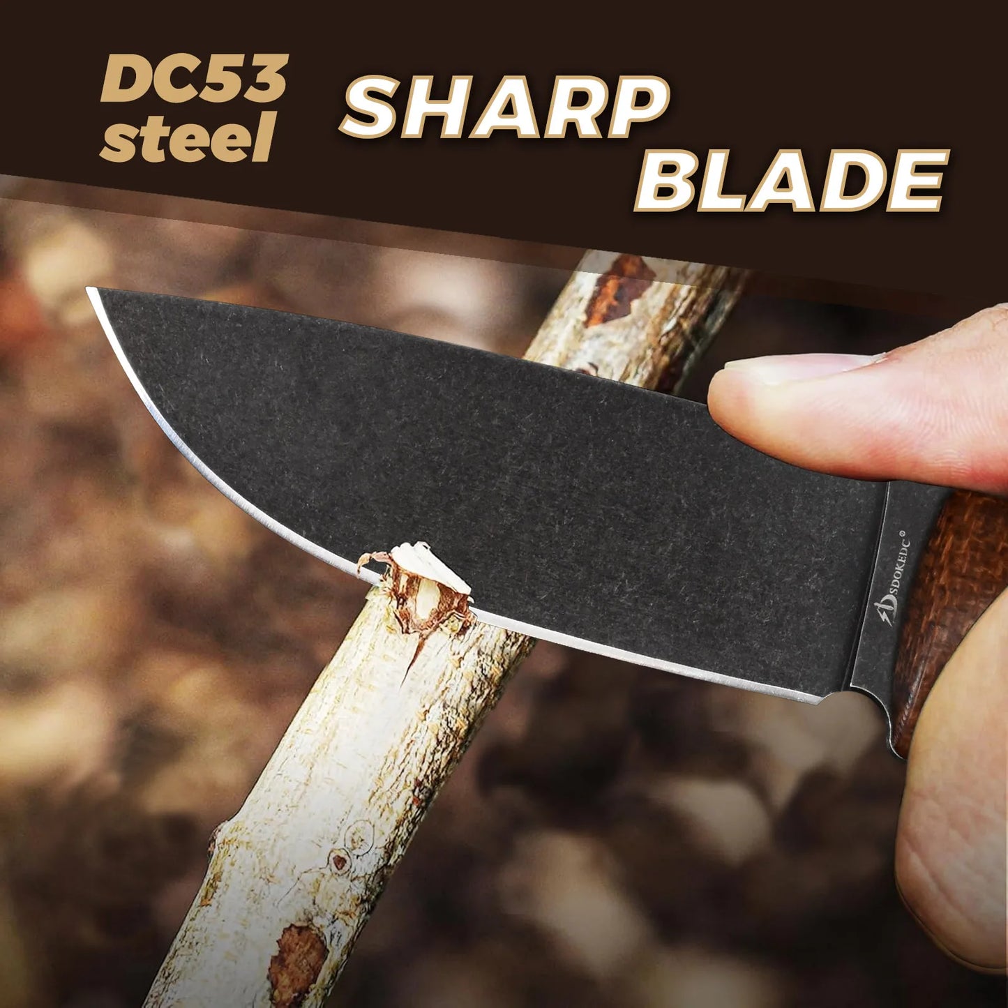 DC53 Steel EDC Utility Knife With Micarta Handle And Kydex Sheath For Everyday Carry And Precision Cutting Model A-A