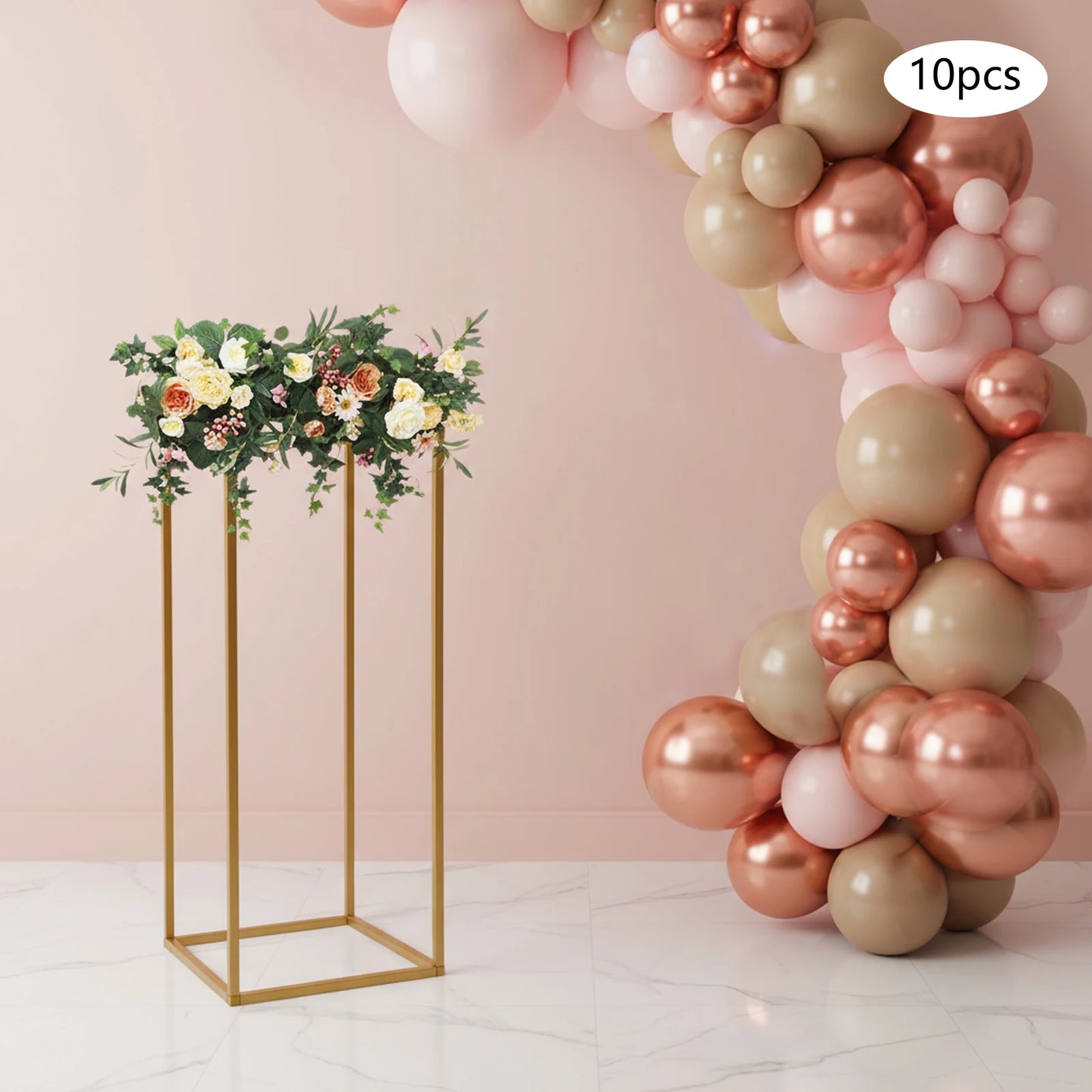Gold Metal Flower Stand Set Of 10 Tall Geometric Centerpieces For Weddings Perfect For Tables And Reception Decor-A