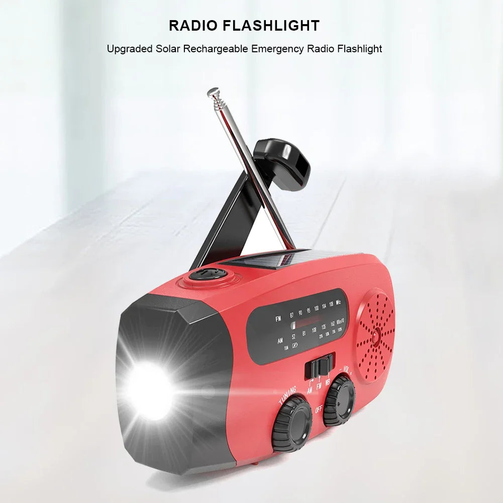 ANENG Portable Emergency Crank Radio With Solar Power And Flashlight