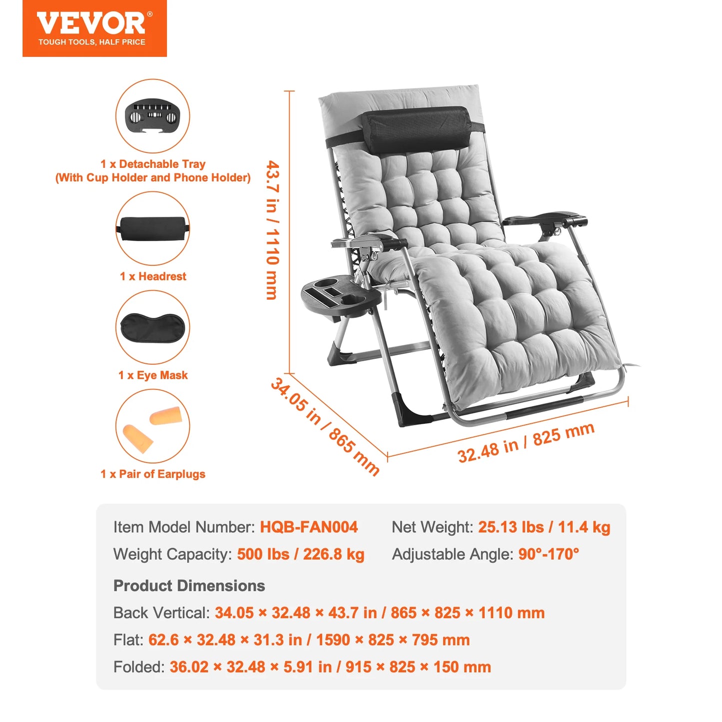 SucceBuy Zero Gravity Recliner With Adjustable Footrest And Cup Holder Outdoor Folding Lounge 500 Pound Capacity-A