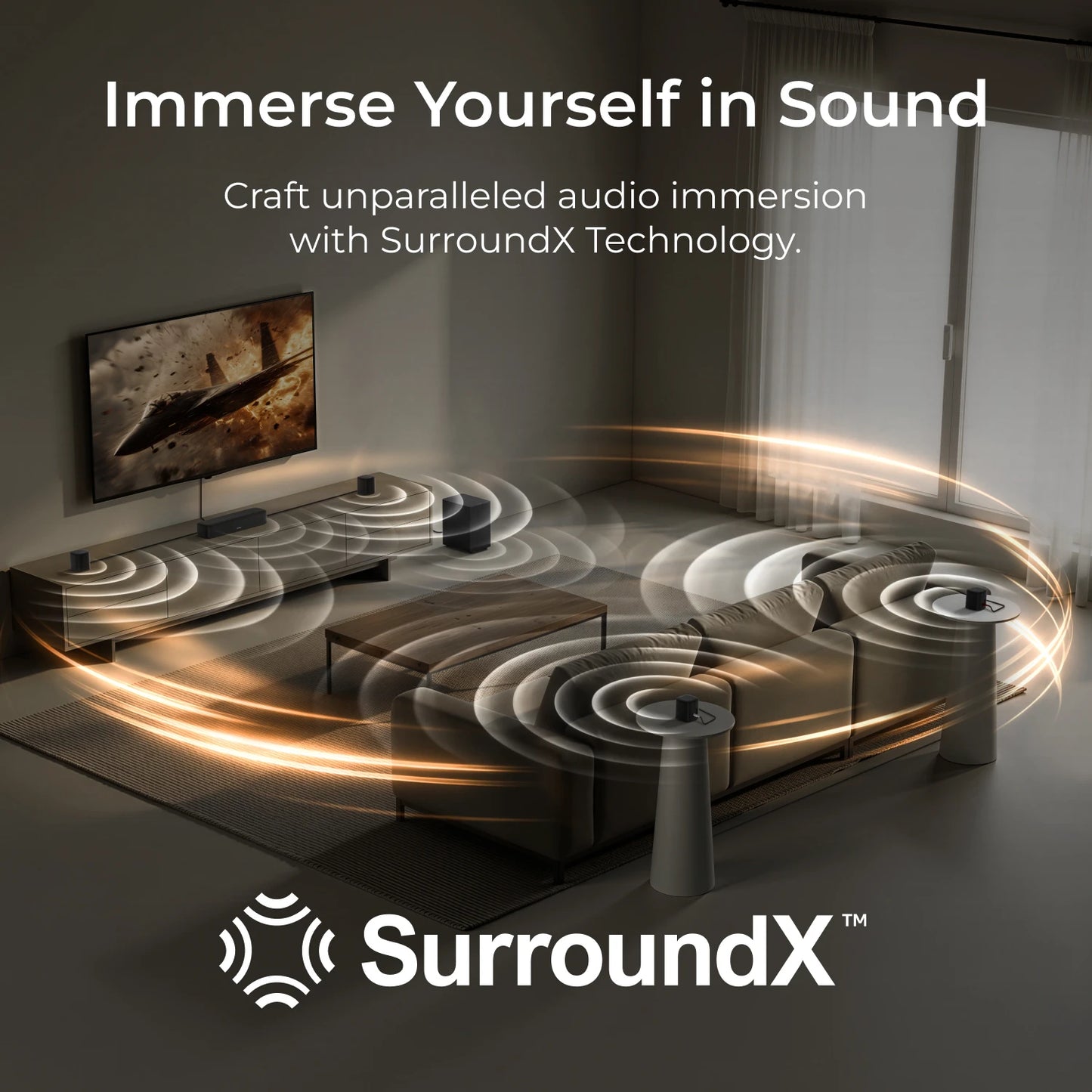 Ultimea 350W 7.1ch Virtual Surround Soundbar With Subwoofer And Smart App Control-A