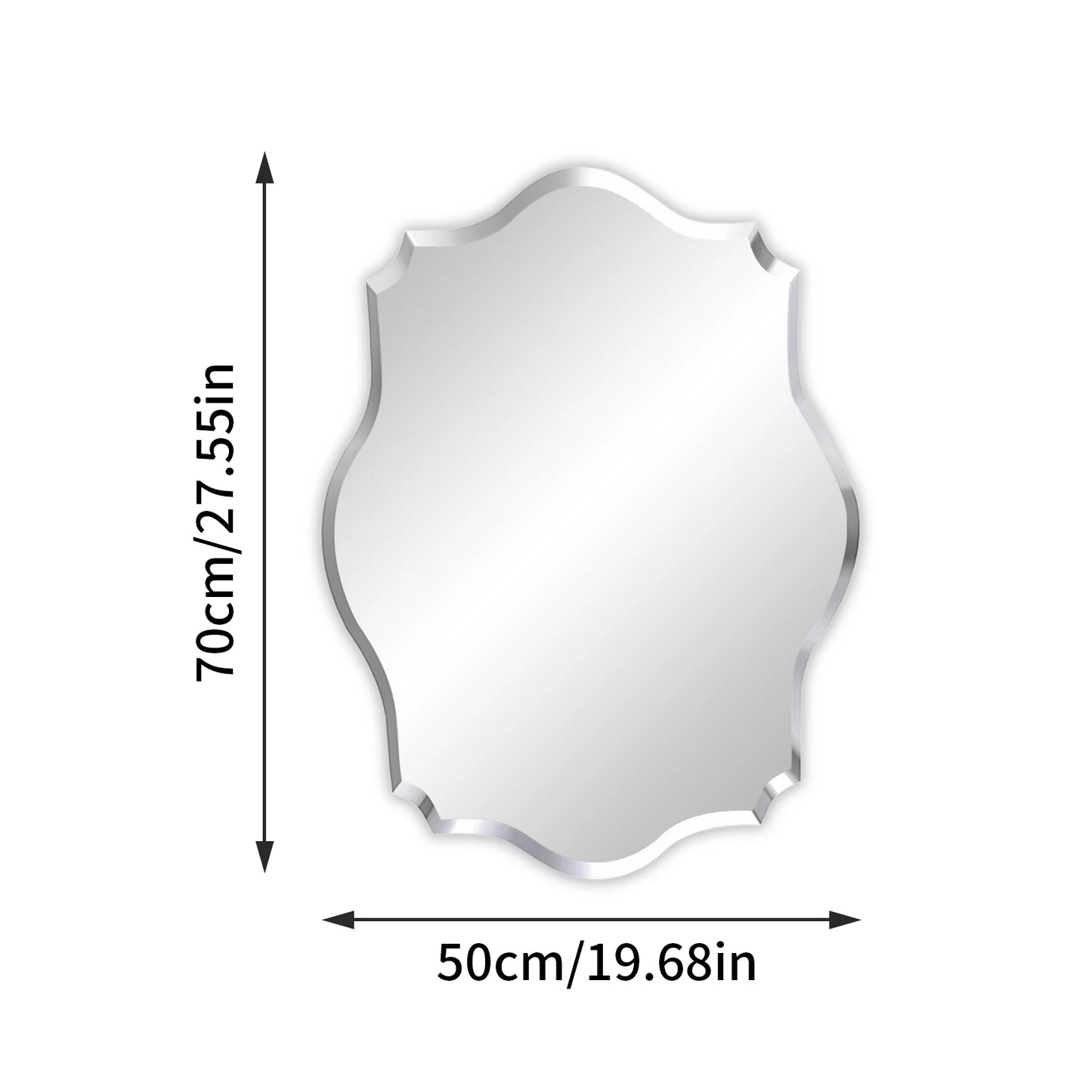 Wisfor Scalloped Frameless Wall Mirror With Beveled Edge Polished Finish For Bathroom Living Room Vanity Bedroom-A