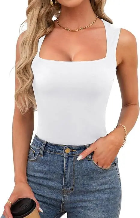 VISIVANECN PremiumQuality Ultra Slimming Square Neck Sleeveless Harajuku Tops Women