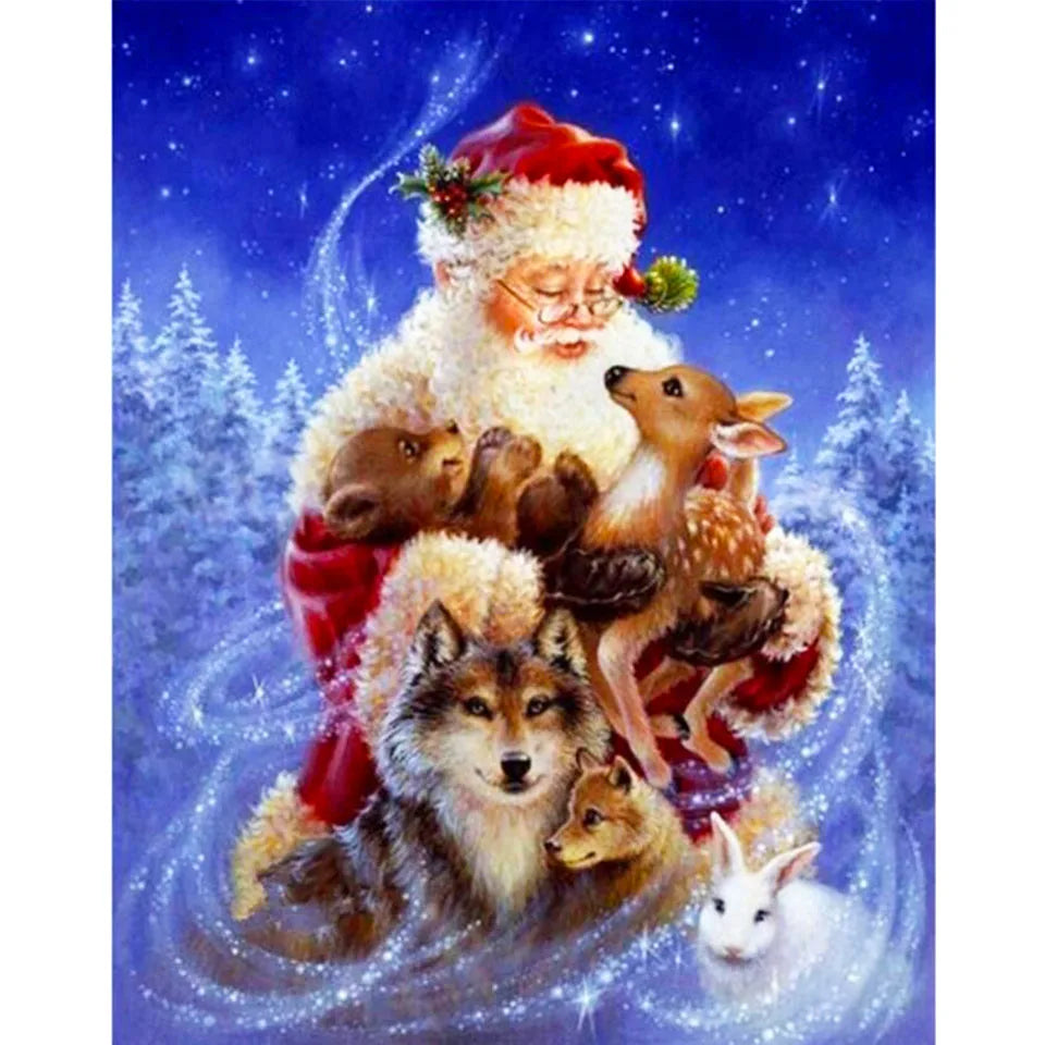 Nianhua 5D Diamond Painting Santa Claus Mosaic Kit Christmas A Full Drill Canvas With Square Or Round Drills-A