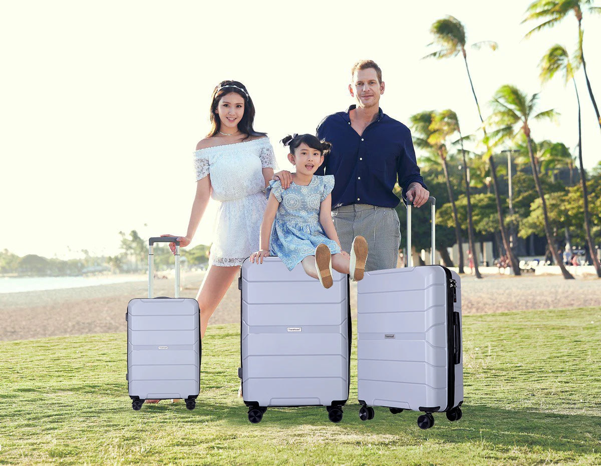 Travelhouse 3 Piece Hardshell Spinner Luggage Set with TSA Lock Durable Lightweight Suitcases for Carry On and Checked-A