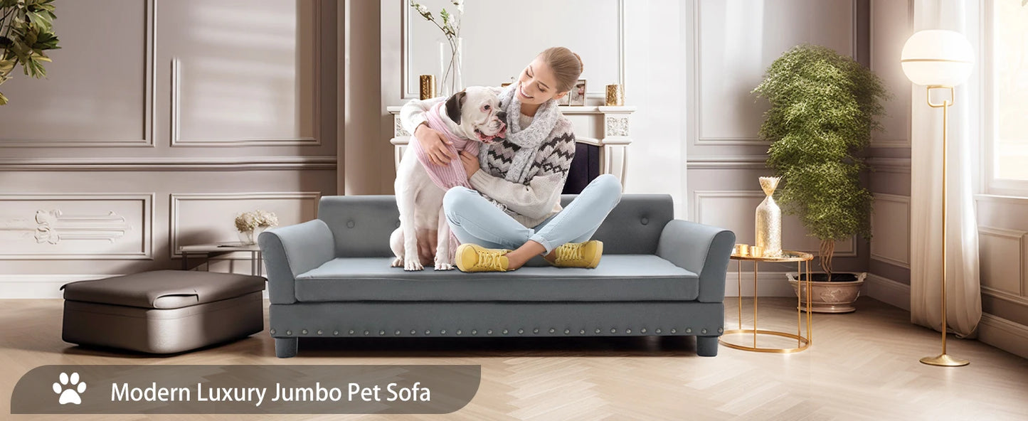 Bingopaw Rectangle Elevated Dog Bed And Sofa For Medium And Large Dogs Cushioned Support And Modern Design-A