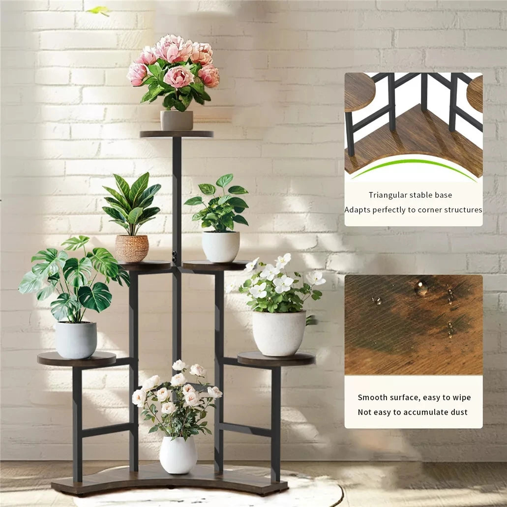 Wisfor Corner Plant Stand Indoor 6 Tiered Plant Shelf Flower Stand Tall Multi Pot Holder Rack Planter Organizer-A