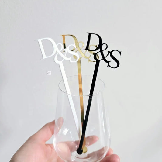 NONECN Laser Cut Personalized Wedding Cocktail Stirrers Acrylic