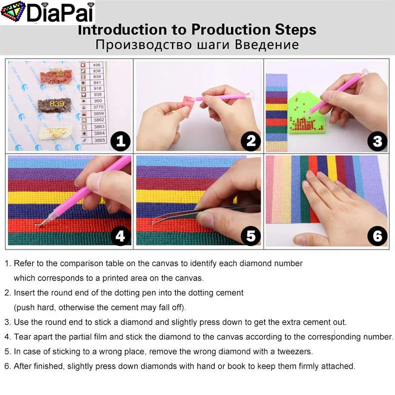 DiaPai Fairy Dust Diamond Painting Parrot Kit A 3D 5D Full Square and Round Drills No Frame Required-A