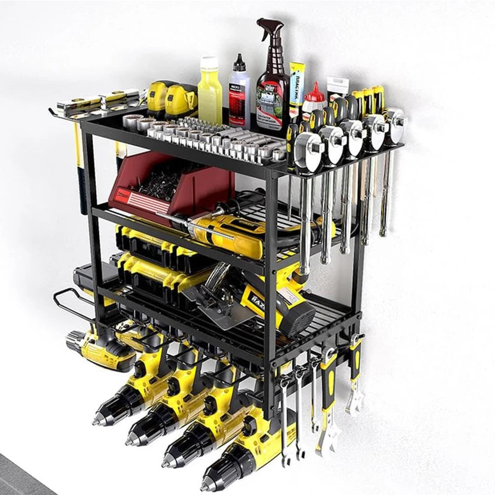 Twister CK Four Layer Wall Mounted Power Tool Organizer Rack For Garage And Workshop Storage-A
