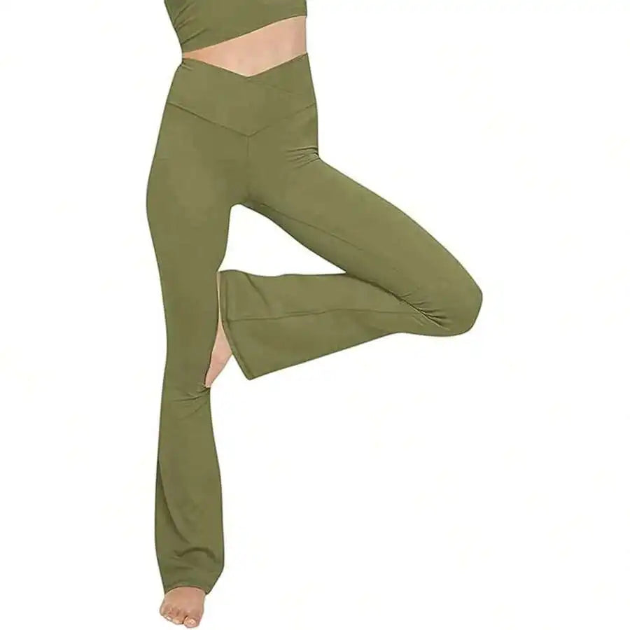 Womens High Waisted Flare Yoga Pants Wide Leg Workout Leggings