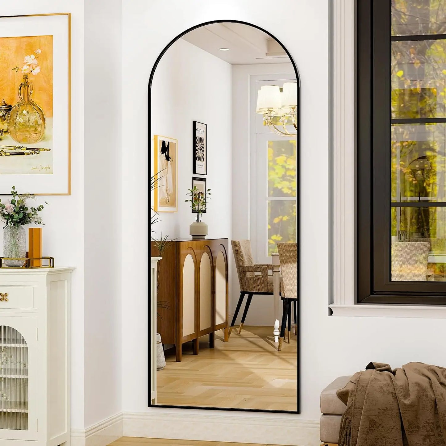 Harritpure Full Length Mirror With Aluminum Frame And Arched Top For Modern Home Decor 71 Inch By 26 Inch-A