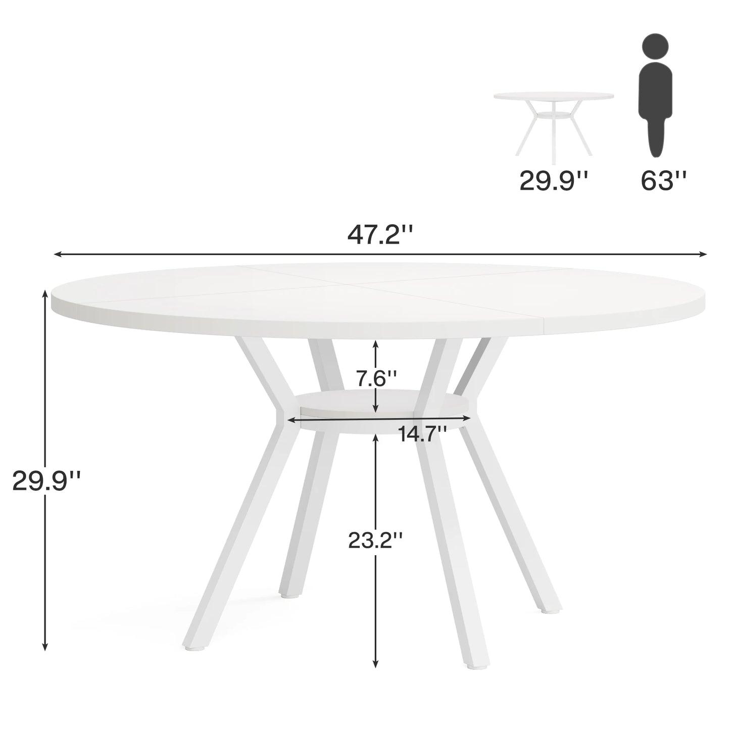 Tribesigns Round Dining Table Farmhouse Style For Dining Room With Scandinavian Inspired Curves Durable Everyday Use-A