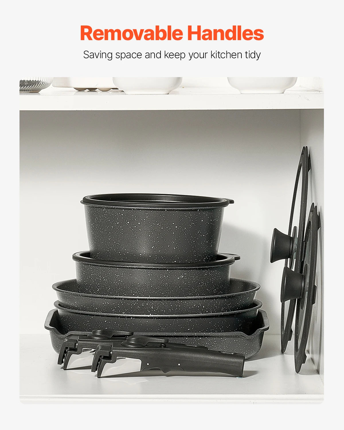 SucceBuy Nonstick Granite Cookware Set Induction Compatible Pans
