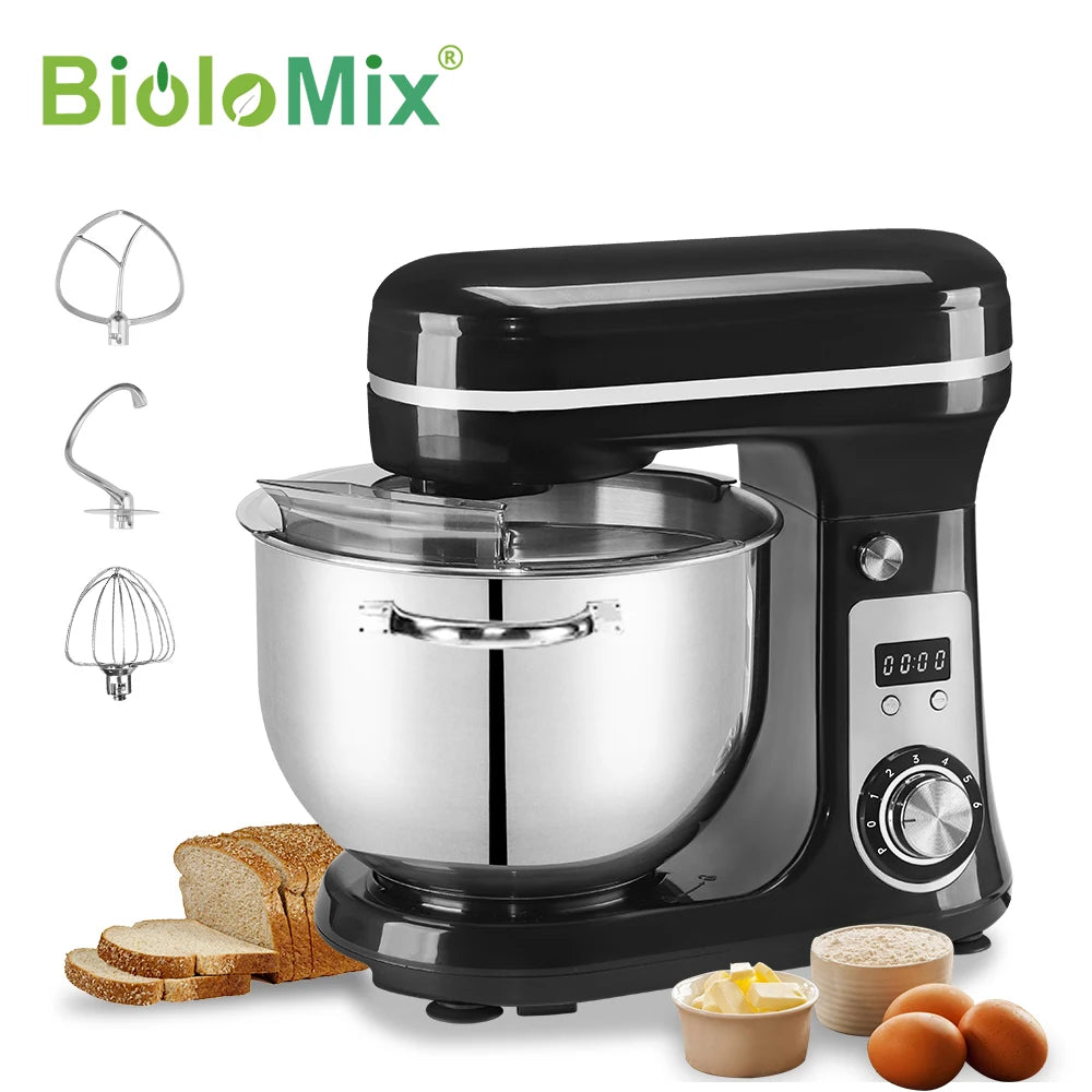 Biolomix Professional 6L Stand Mixer 1200W Copper DC Motor With 6 Speeds And Pulse-A