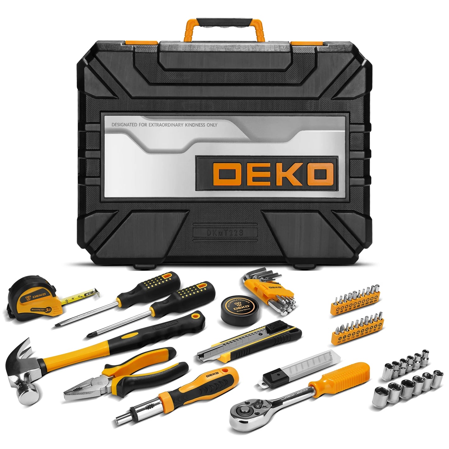 DEKOPRO 228 Piece Socket Wrench Auto Repair Tool Set In Sturdy Toolbox For Home Maintenance And Light Auto Projects-A