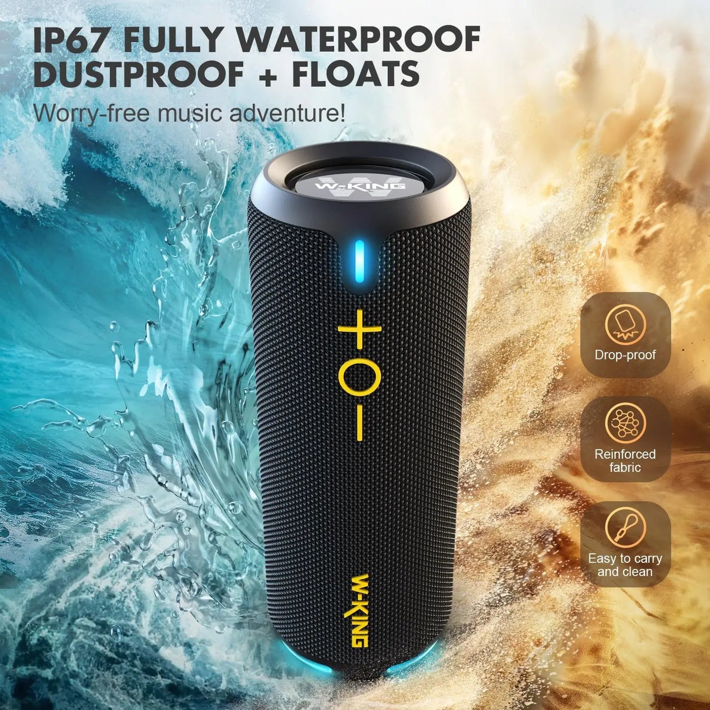 W King D320 40W Portable Bluetooth Speaker IP67 Waterproof Outdoor Rugged For Camping Beach And Backyard Parties-A