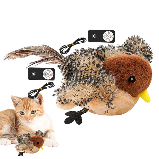 Plush Remote Control Chirping Bird Toy For Cats And Kittens