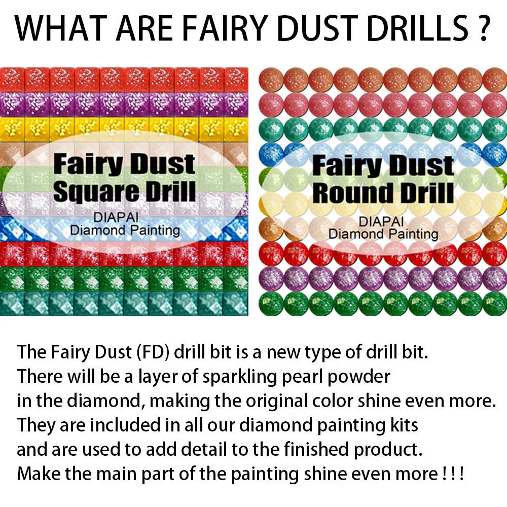 DiaPai Fairy Dust 5D Diamond Painting Kit A Girl With Star Wings Resin Drills Sparkling Art-A