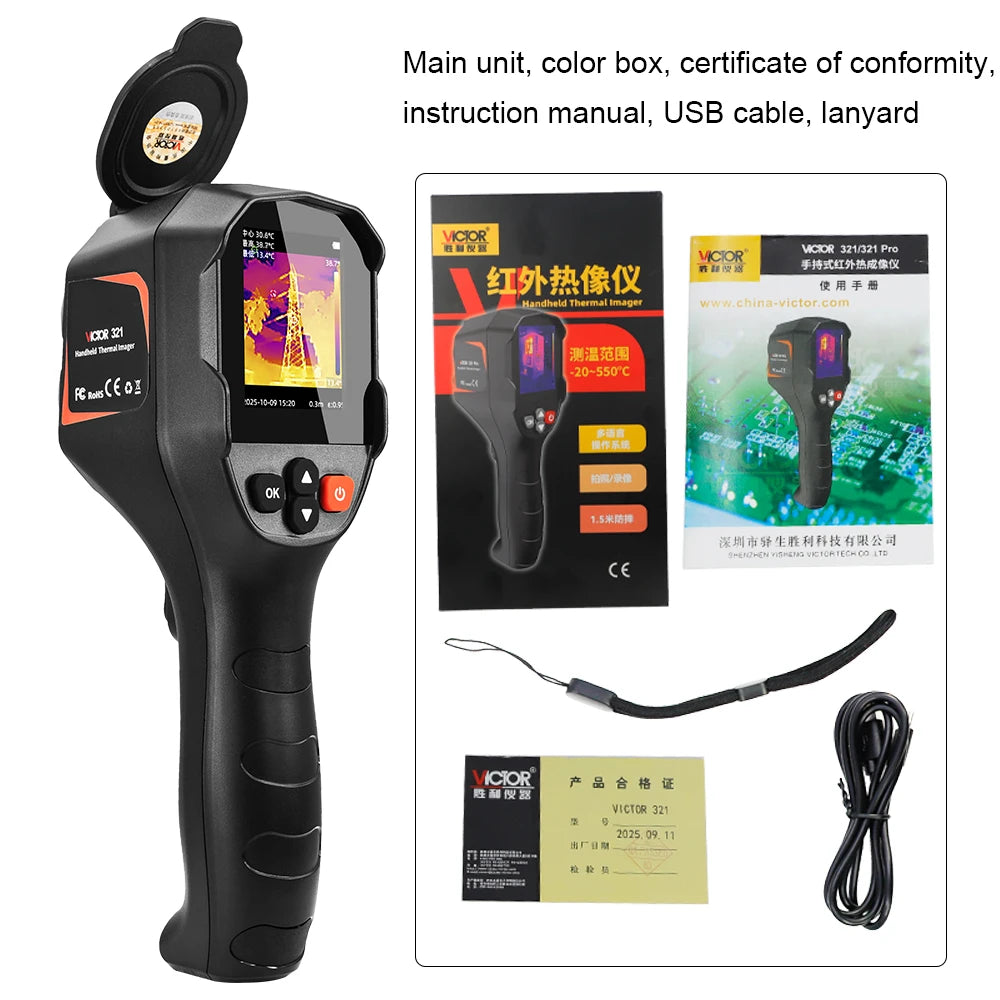 Victor 321 Pro Handheld Thermal Camera Infrared 240x240 25Hz With 60 MilliKelvin Sensitivity And 50 Degree Field Of View-A