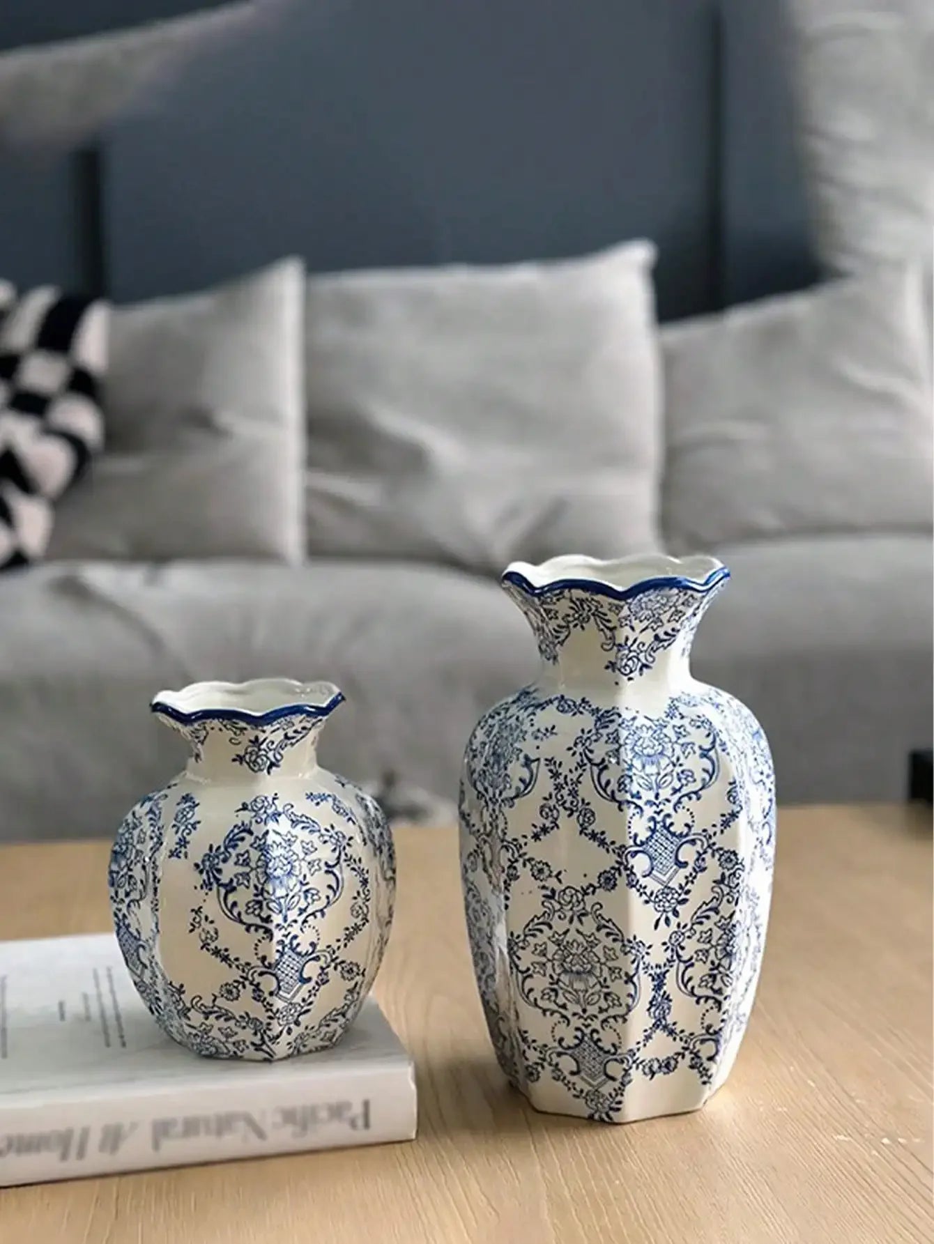 Porcelain Vase Chinese Retro Floral Decor For Living Room Multicolor Glaze Elegant Vintage Accent-A