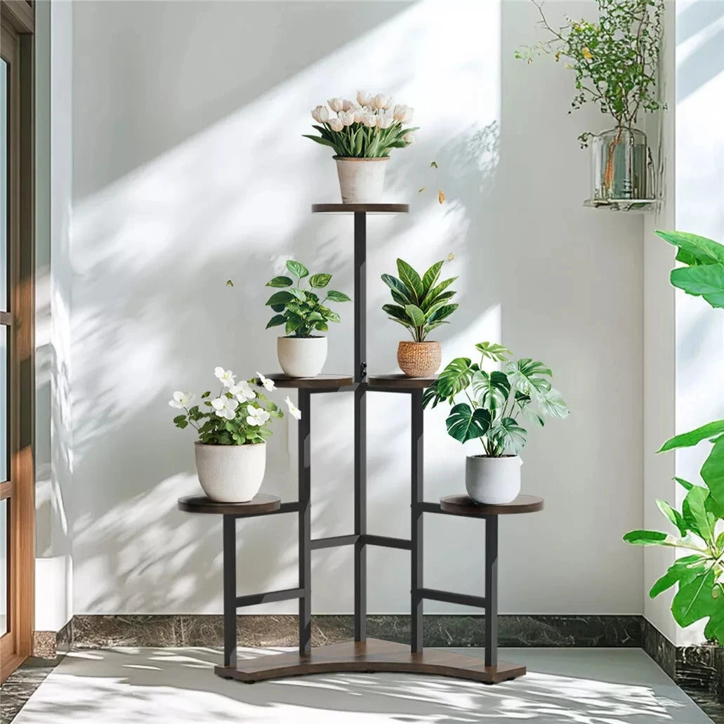 Wisfor Corner Plant Stand Indoor 6 Tiered Plant Shelf Flower Stand Tall Multi Pot Holder Rack Planter Organizer-A