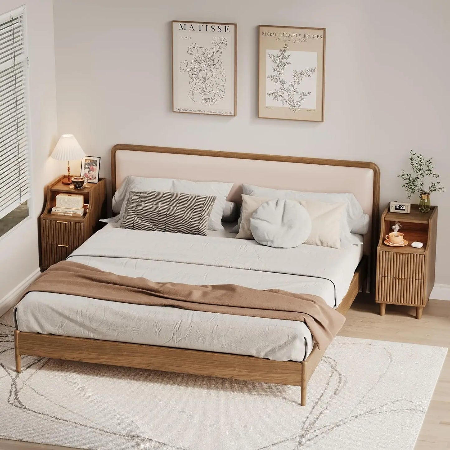 Frame Slim Nightstand Twin Set Of 2 With 2 Drawers Bedside Tables For Small Spaces-A