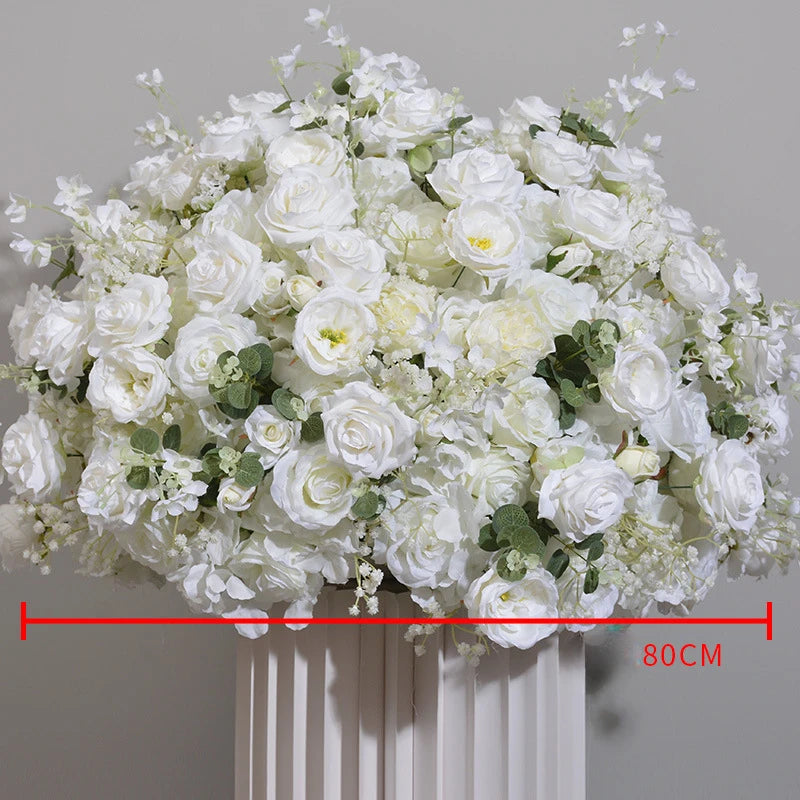 Silk Artificial Embroidered Rose Ball for Wedding Decor 40 to 80 cm Diameter Centerpieces Arches-A