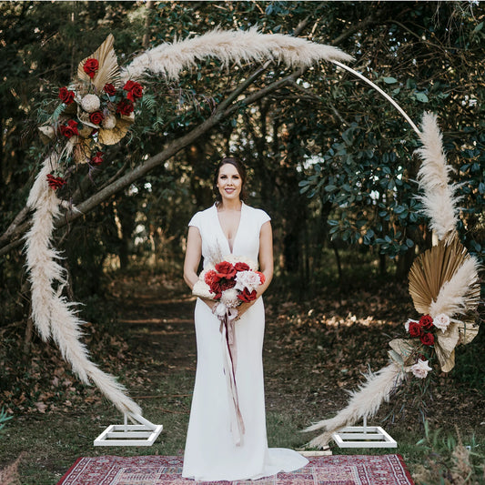 Round Iron Wedding Arch Backdrop Stand White Wrought Iron Metal Frame For Ceremony And Photo Backdrop Rust Resistant-A